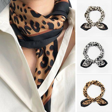 Vintage Hair Tie Band Chic Little Silk Scarf Ribbon Leopard Print Neckerchief | Walmart (US)
