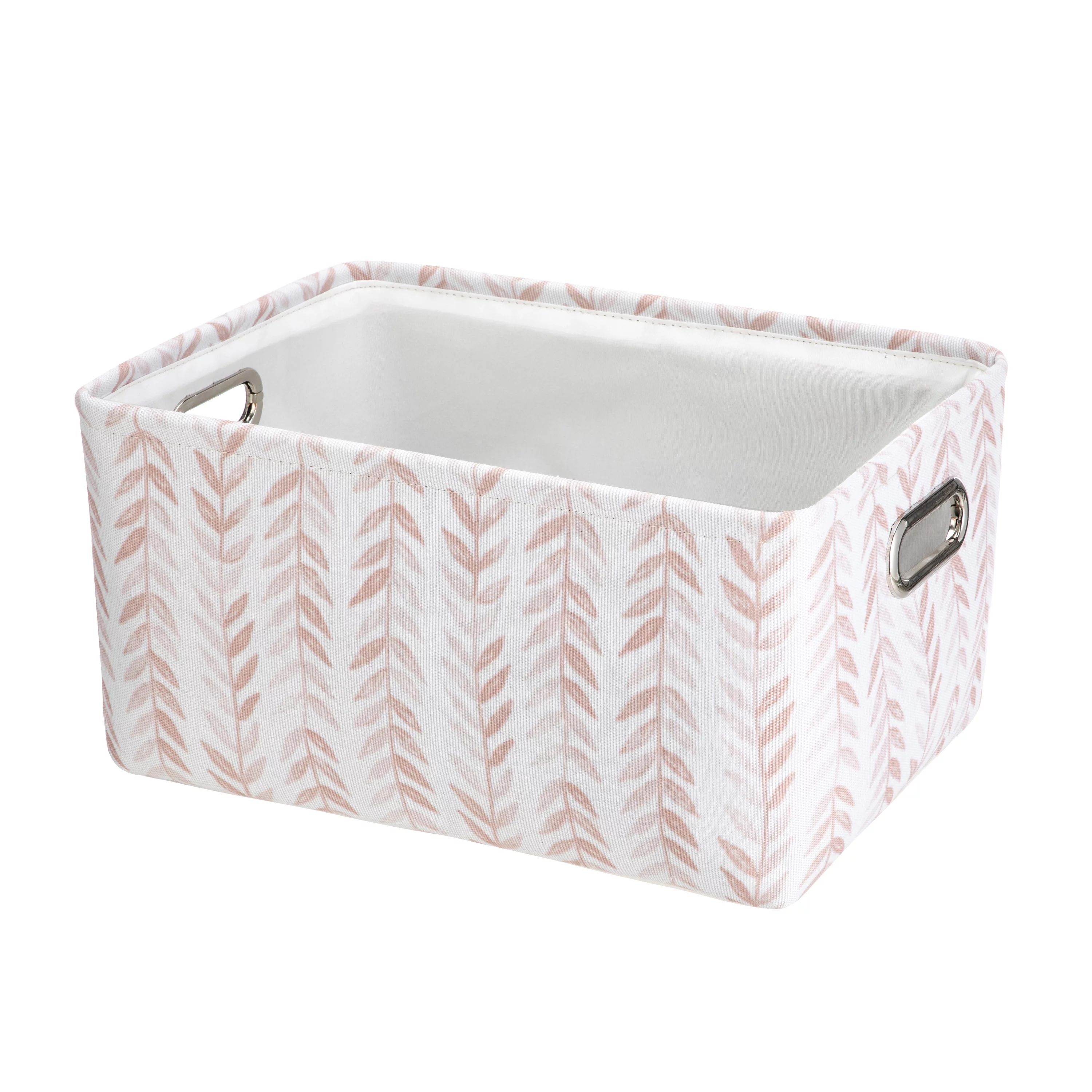 Mainstays Blush Leaf Canvas Storage Basket with Handles | Walmart (US)