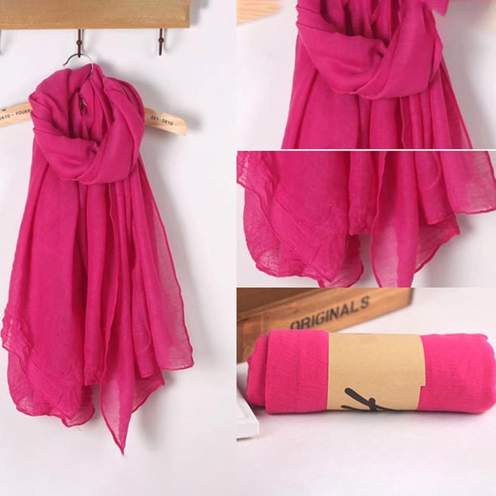 Misright Women Long Soft Crinkle Hijab Scarf Shawls Solid Cotton Linen Wraps | Amazon (US)
