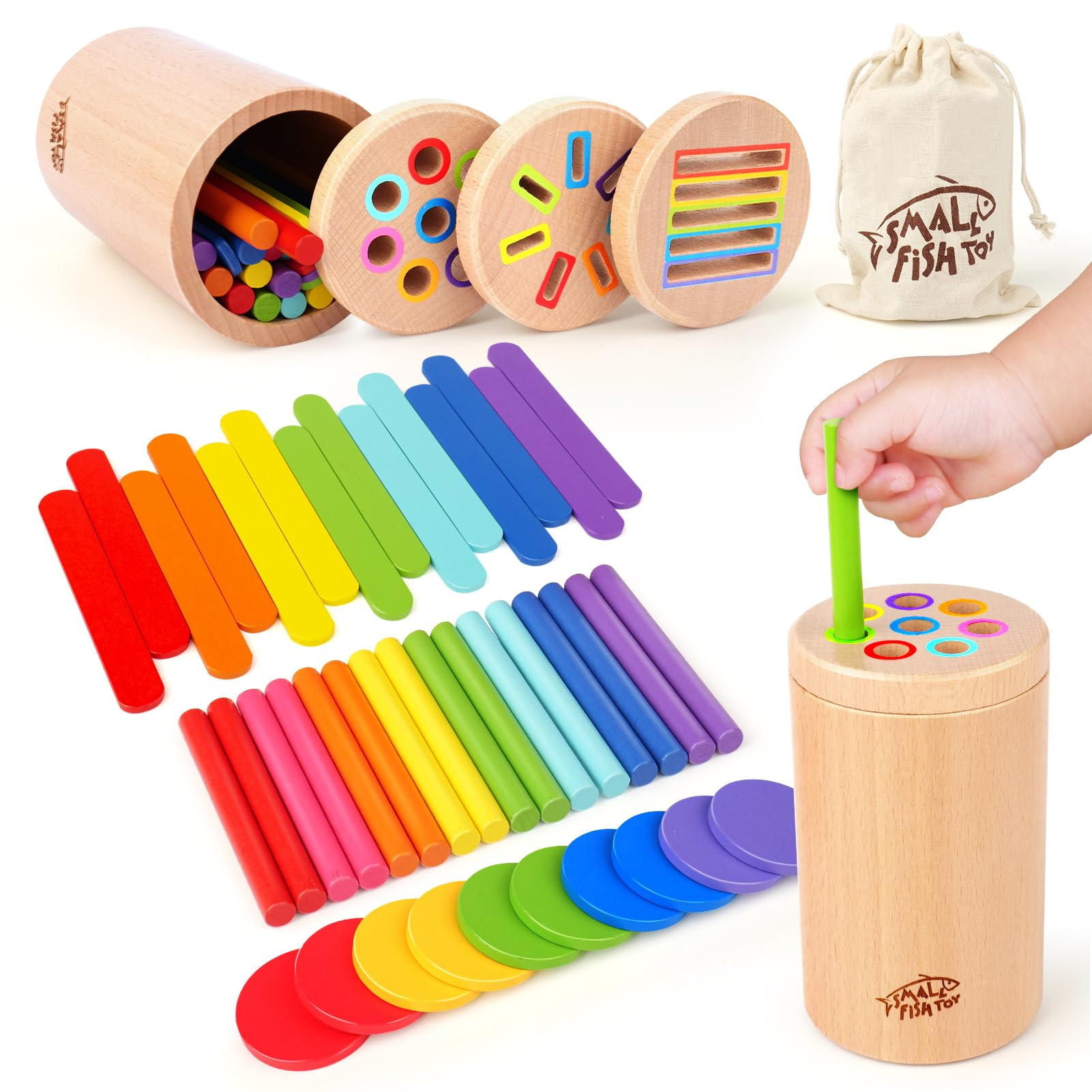 Wooden Montessori Baby Toddler Toys: 3 in 1Learning Fine Motor Skills Juguetes, Educational Color... | Amazon (US)