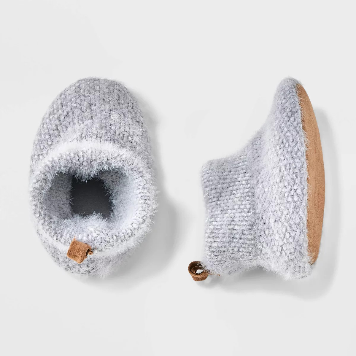 Baby Feathered Heavyweight Knitted Slippers - Cloud Island™ Gray | Target