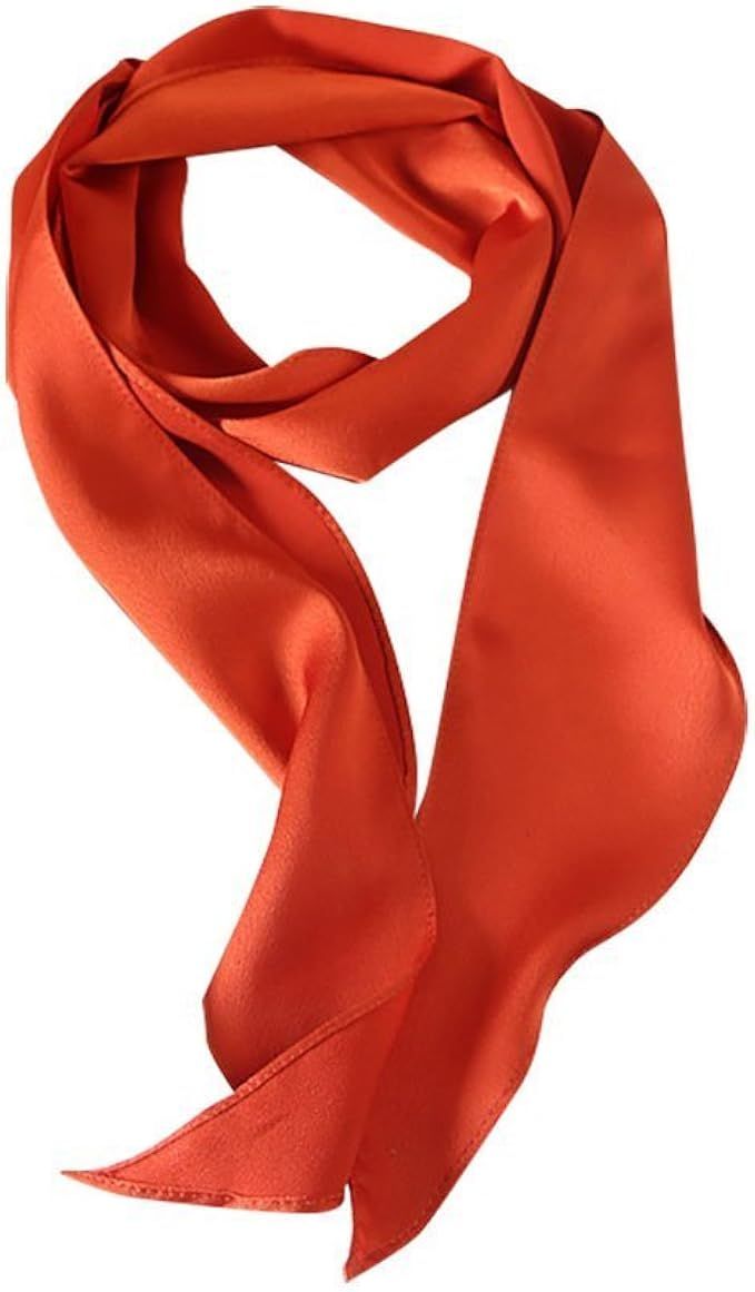 GERINLY Solid Color Long Neckerchief Pure Skinny Scarf Necktie for 50's Costume Party | Amazon (US)