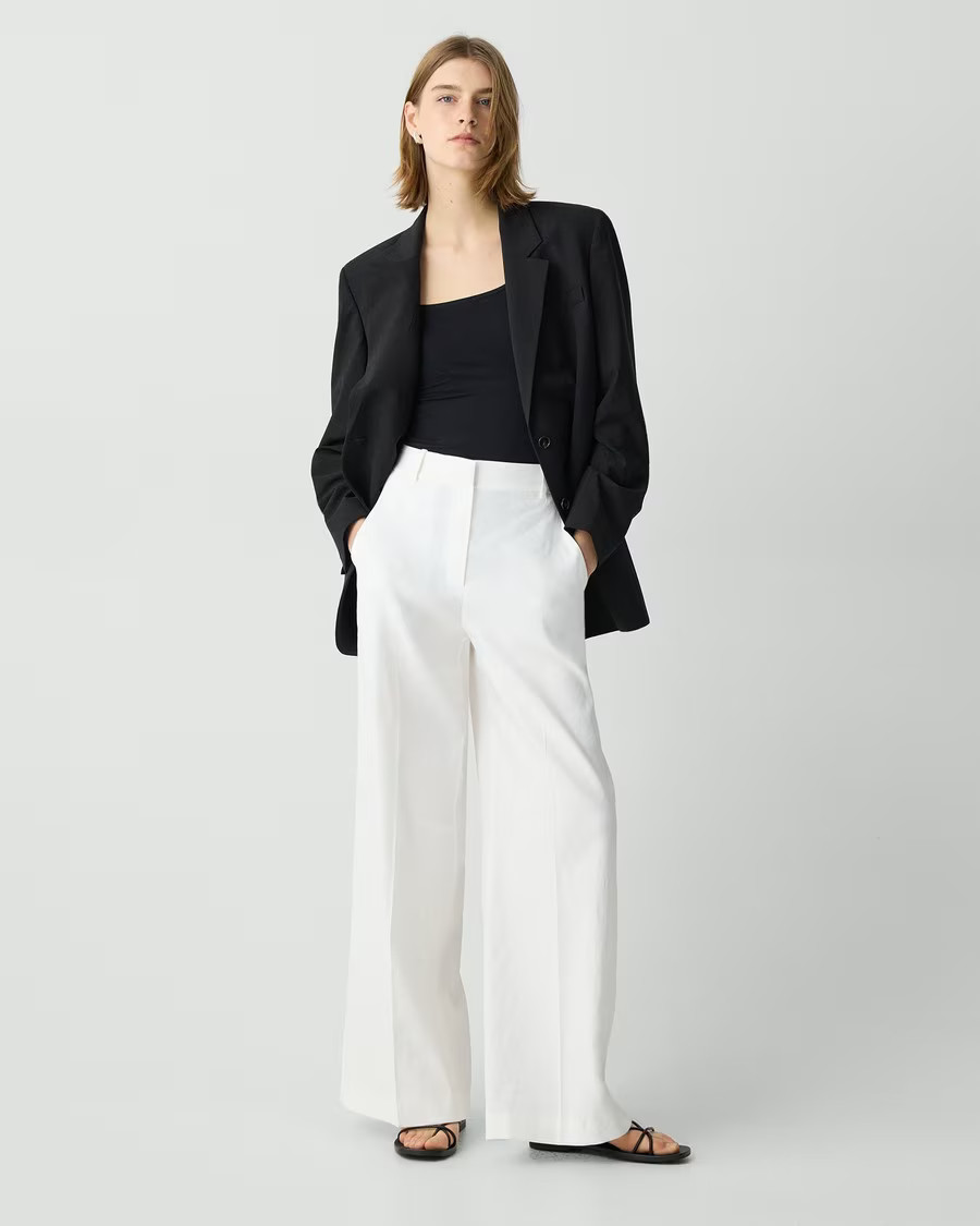 High-Waist Wide-Leg Pant in Good Linen | Theory