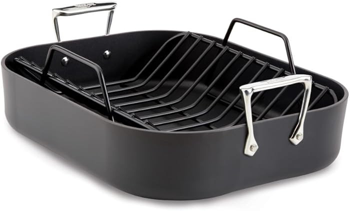 All-Clad HA1 Hard Anodized Nonstick Roaster and Nonstick Rack 13x16 Inch Oven Broiler Safe 500F R... | Amazon (US)