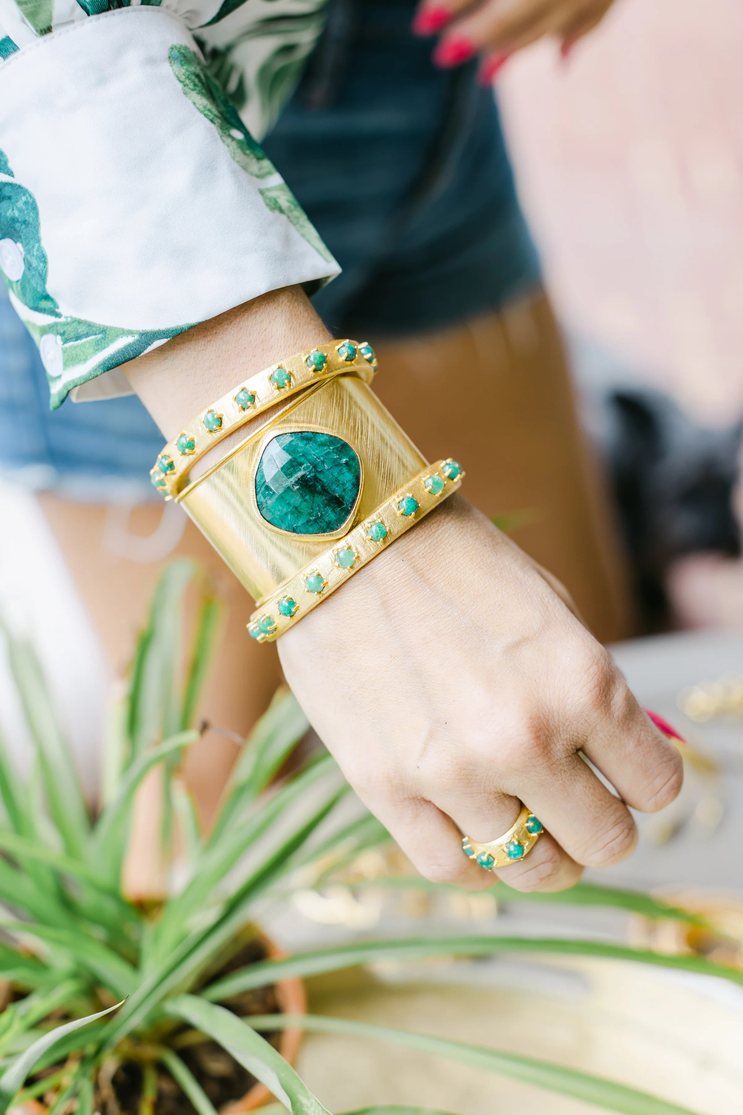 The Zarah Cuff Emerald Onyx | Mary K Kendig