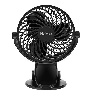 Holmes 4" On-The-Go Portable Clip Rechargeable Battery 360° Rotation Fan Black | Target