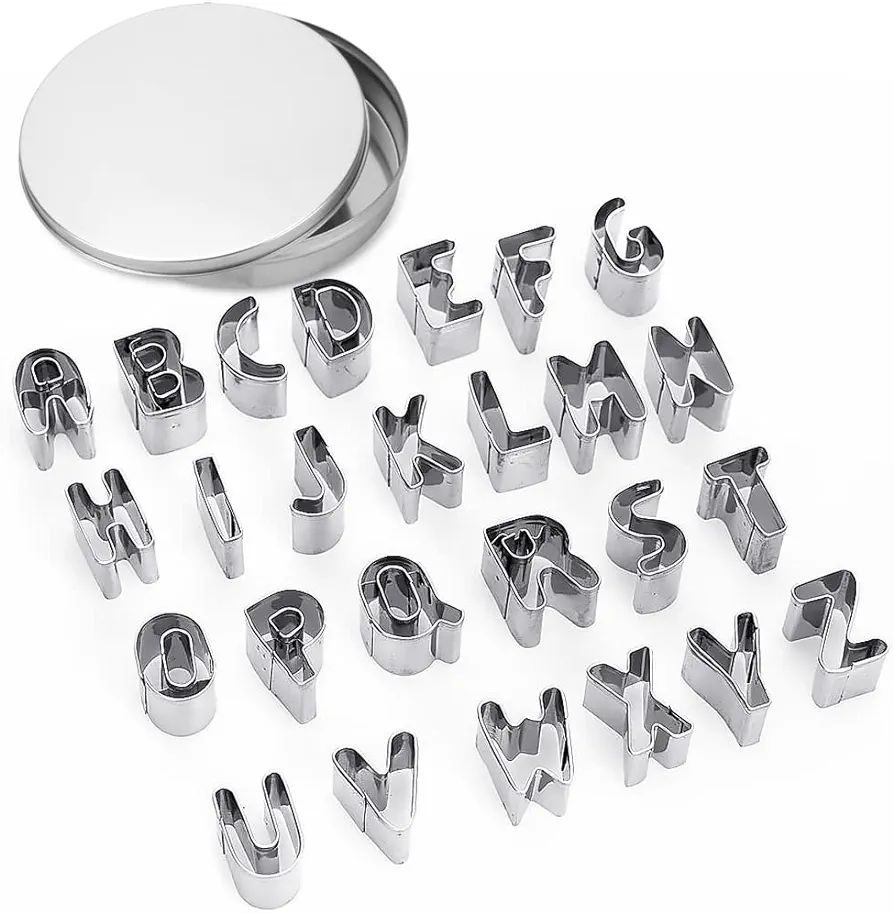 ofone Small Alphabet Cookie Cutters(A - Z), 26 Pcs Fondant Letter Cutters Stainless Steel Mini Bi... | Amazon (US)