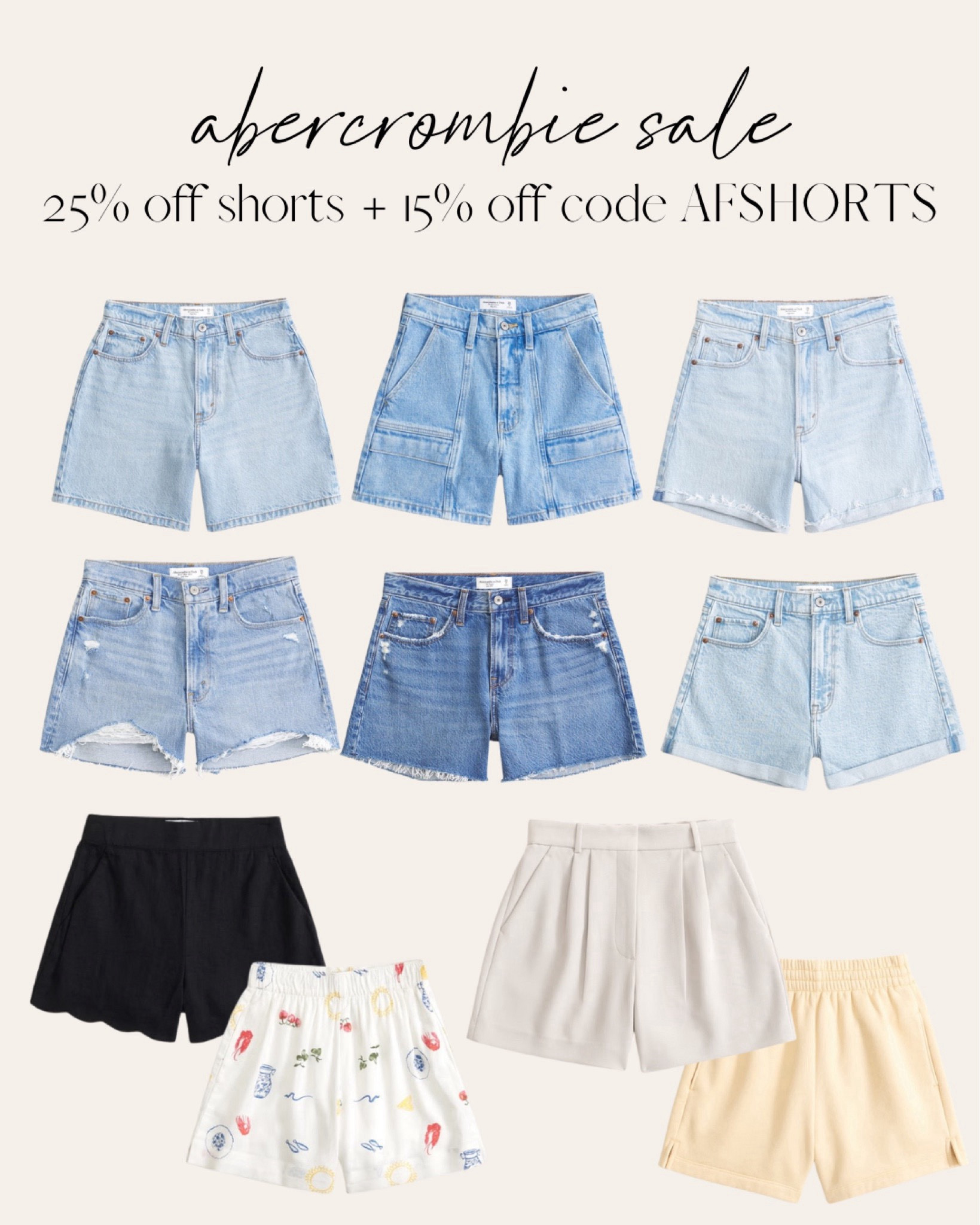 abercrombie sale 25% off +15% off code AFSHORTS 🫶🏻🫶🏻 

shorts, denim shorts, mom shorts, dad shorts, summer looks, vacation wear 

#LTKSeasonal #LTKStyleTip #LTKSaleAlert