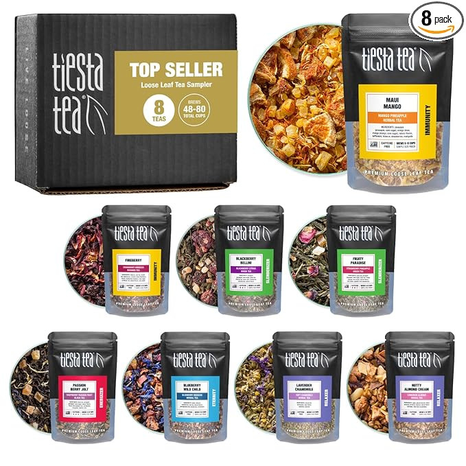 Tiesta Tea - Top 8 Favorites Sampler Set, Loose Leaf, Up to 80 Cups, High to No Caffeine, Hot & I... | Amazon (US)