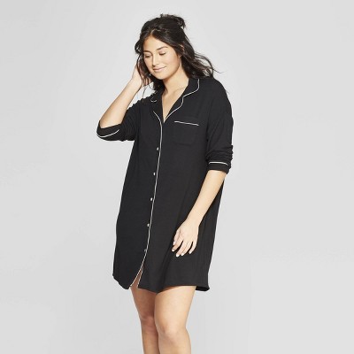 Women's Beautifully Soft Notch Collar Nightgown - Stars Above™ Black L | Target