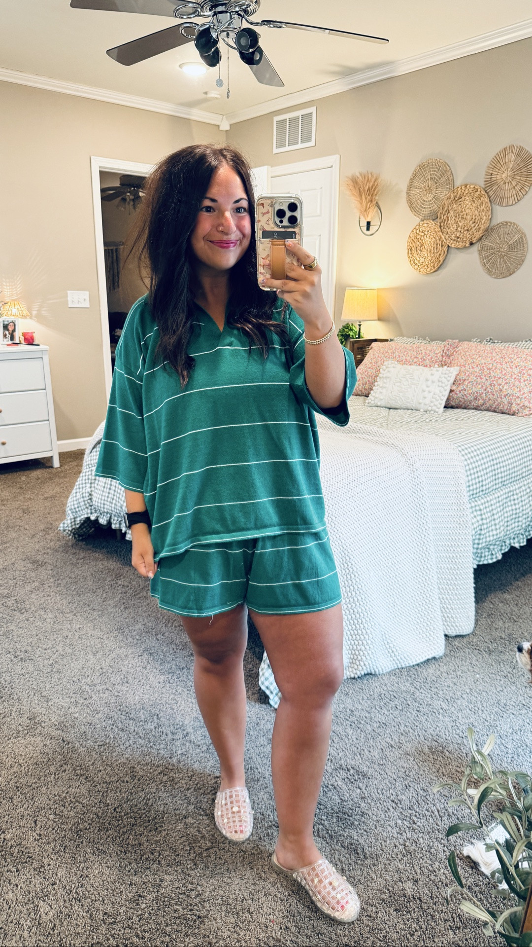 The softest matching set 💚✨ I ordered my true size, & it fits perfectly! The faux cashmere knit is SO soft & comfortable, & it's one of those outfits that looks put together while feeling like pajamas. 🙌 Plus, it comes in at least six other colors! 

 #amazonfinds #matchingset #loungewear #travelstyle #amazonfashion #casualstyle #LTKootd #LTKSeasonal #LTKMidsize