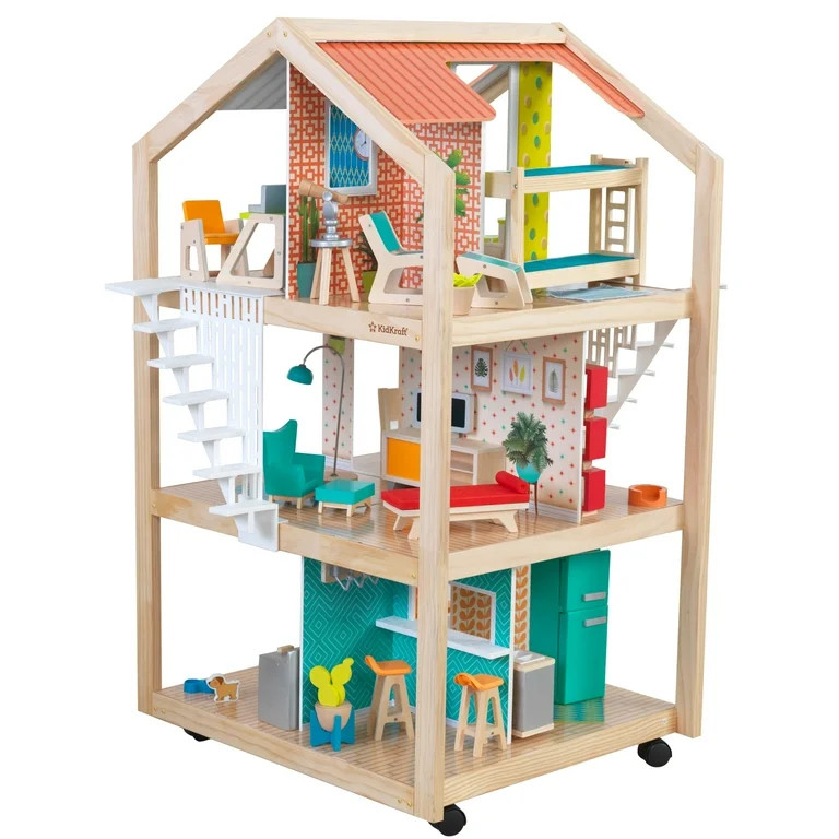 KidKraft So Stylish Mansion Wooden Dollhouse with 42 Accessories | Walmart (US)