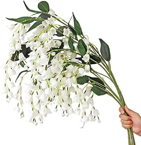 LIUCOGXI 5pcs Lily of The Valley Flower with Long Stem 41 inch Artificial White Wedding Bridal Ho... | Amazon (US)