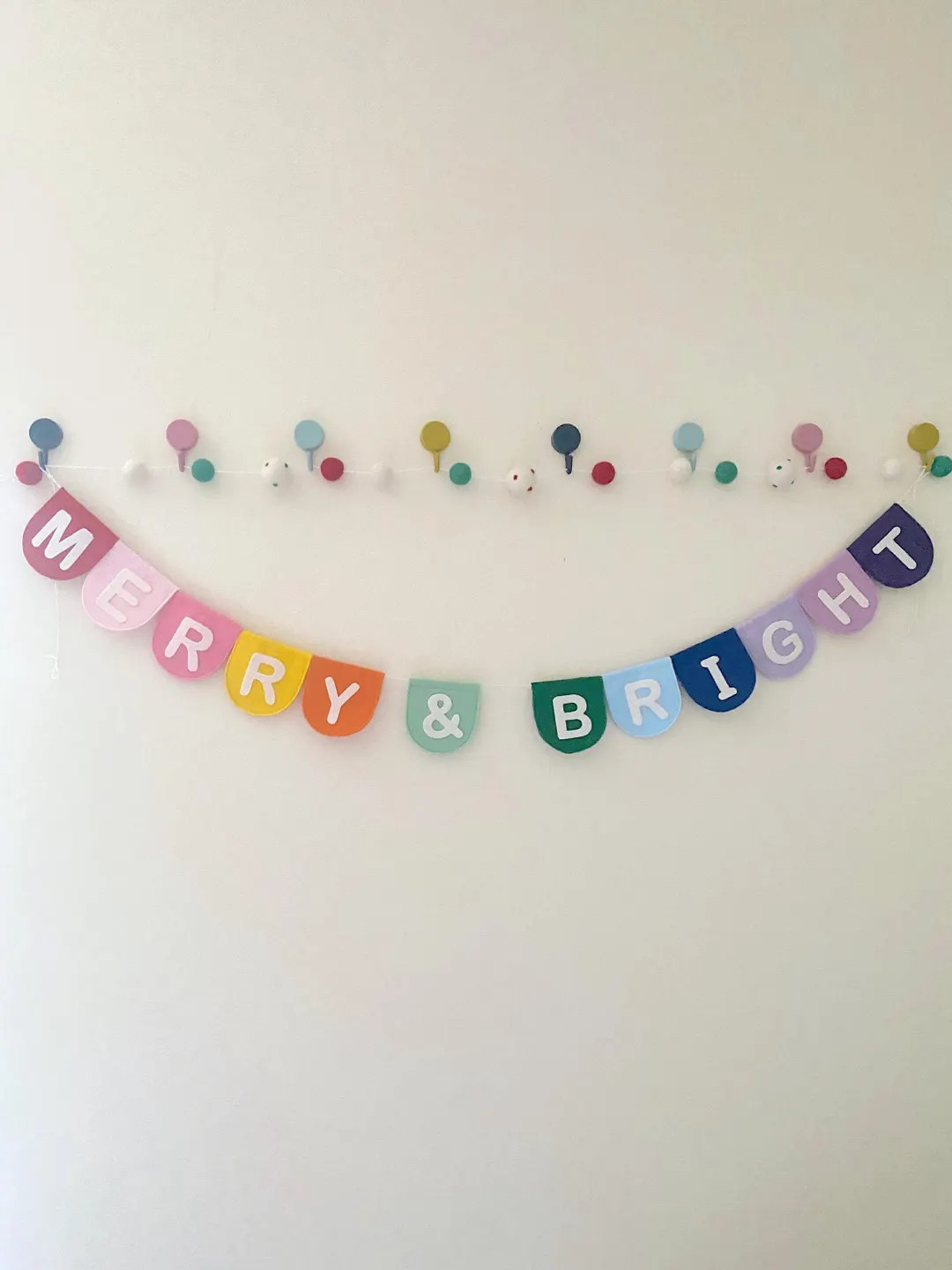 Handmade MERRY & BRIGHT Felt Bunting, Custom Christmas Garland, Colourful Holiday Decoration - Et... | Etsy (US)