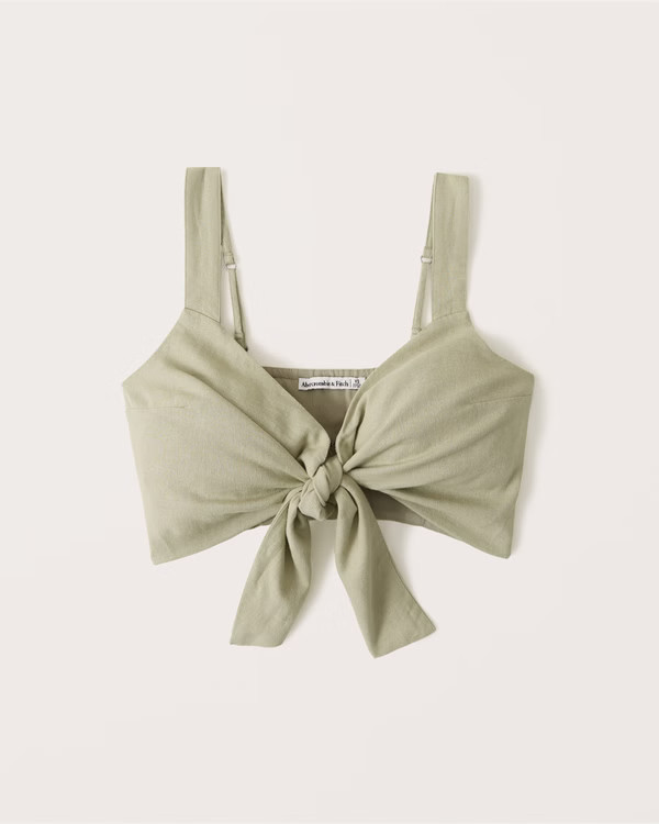 Tie-Front Wide Strap Linen Set Top | Abercrombie & Fitch (US)