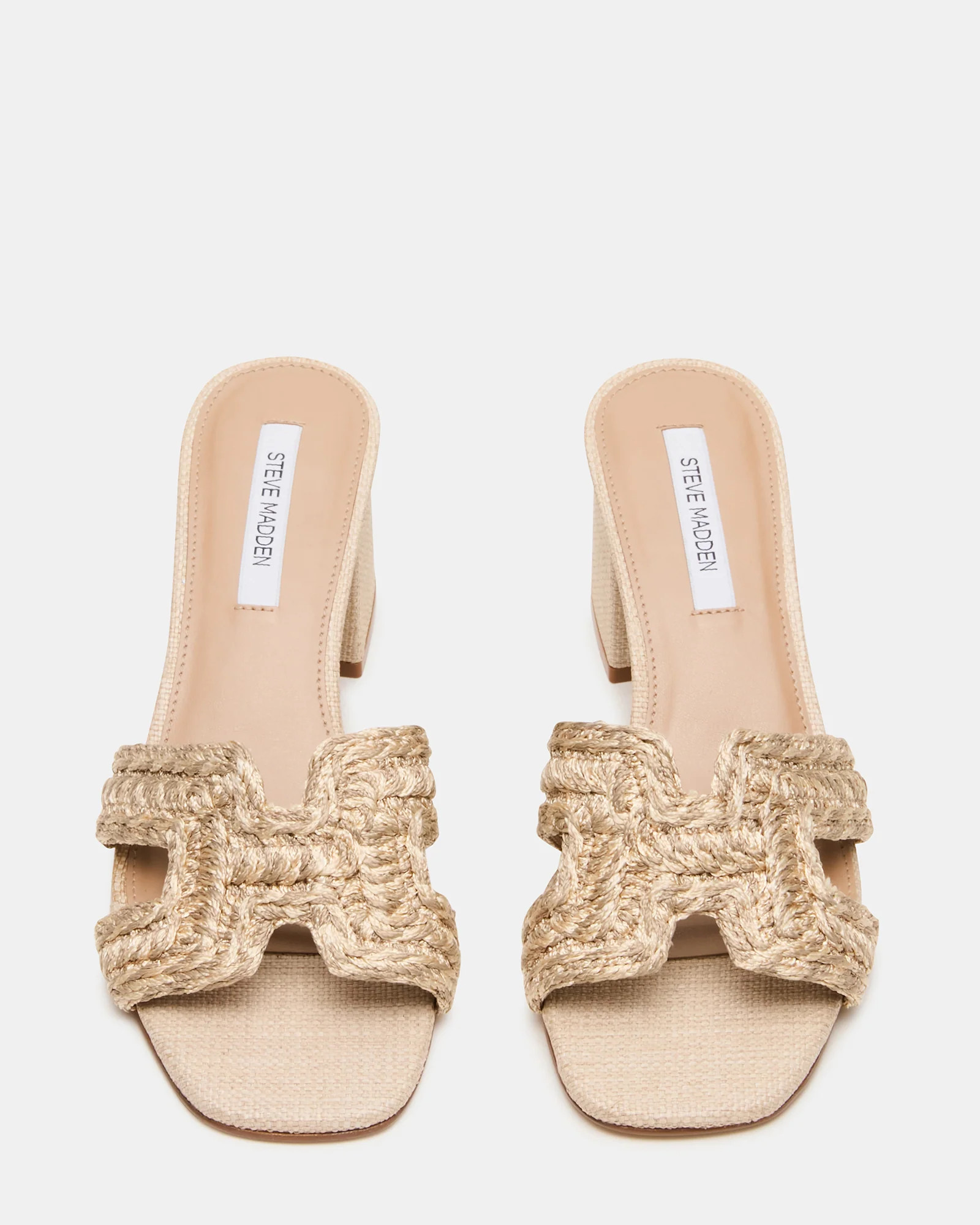 HANA Raffia Square-Toe Mule Block Heel Women's Sandal | Steve Madden (US)