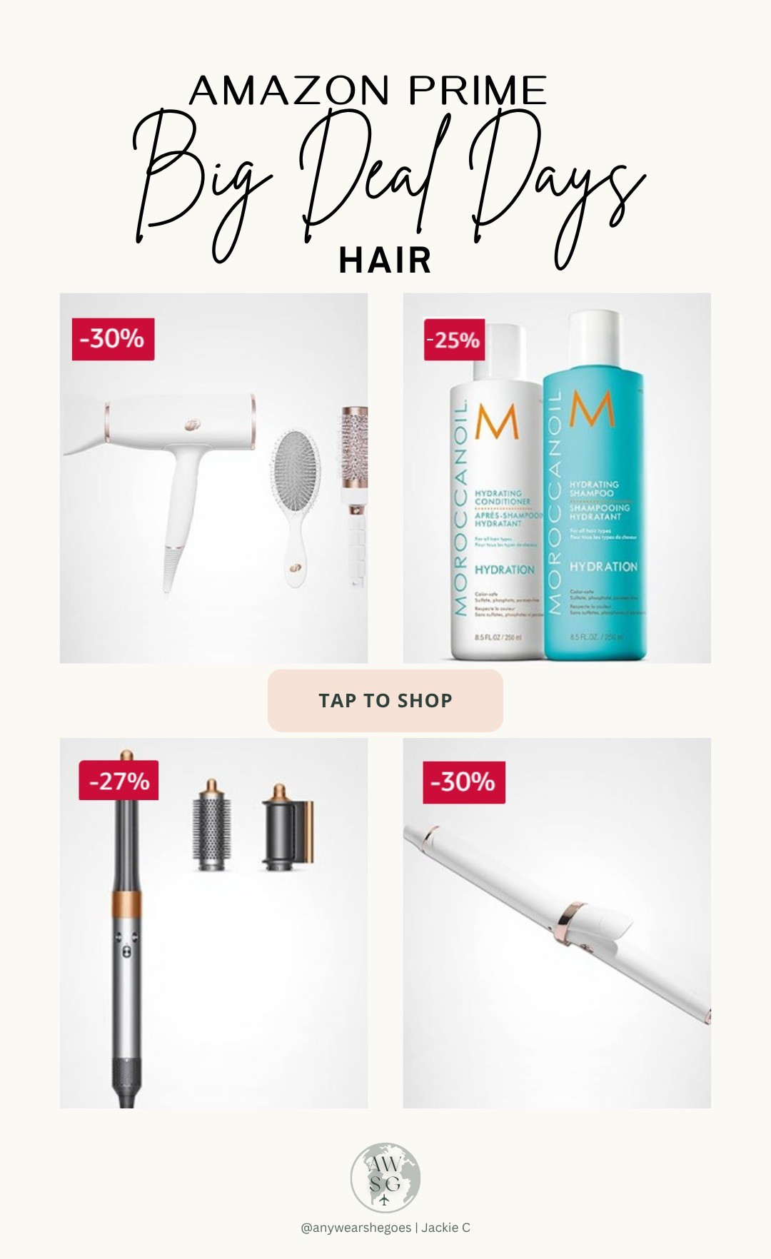 Amazon Prime Deal Days are here! Hair tools and products are 25-30% off! 🏷️FEATURED: T3 AirLuxe ionic hair dryer, T3 Single Pass curling iron, Morrocan Oil hydrating shampoo and conditioner, Dyson Airwrap tool. ➕ ADDITIONAL: Shark FlexStyle dryer & styler, Drunk Elephant travel kit, Touchland mists.

#LTKSaleAlert #LTKBeauty #LTKHome