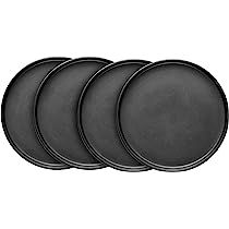 Stone Lain Stoneware Round Dinner Plates Set, Black Matte | Amazon (US)