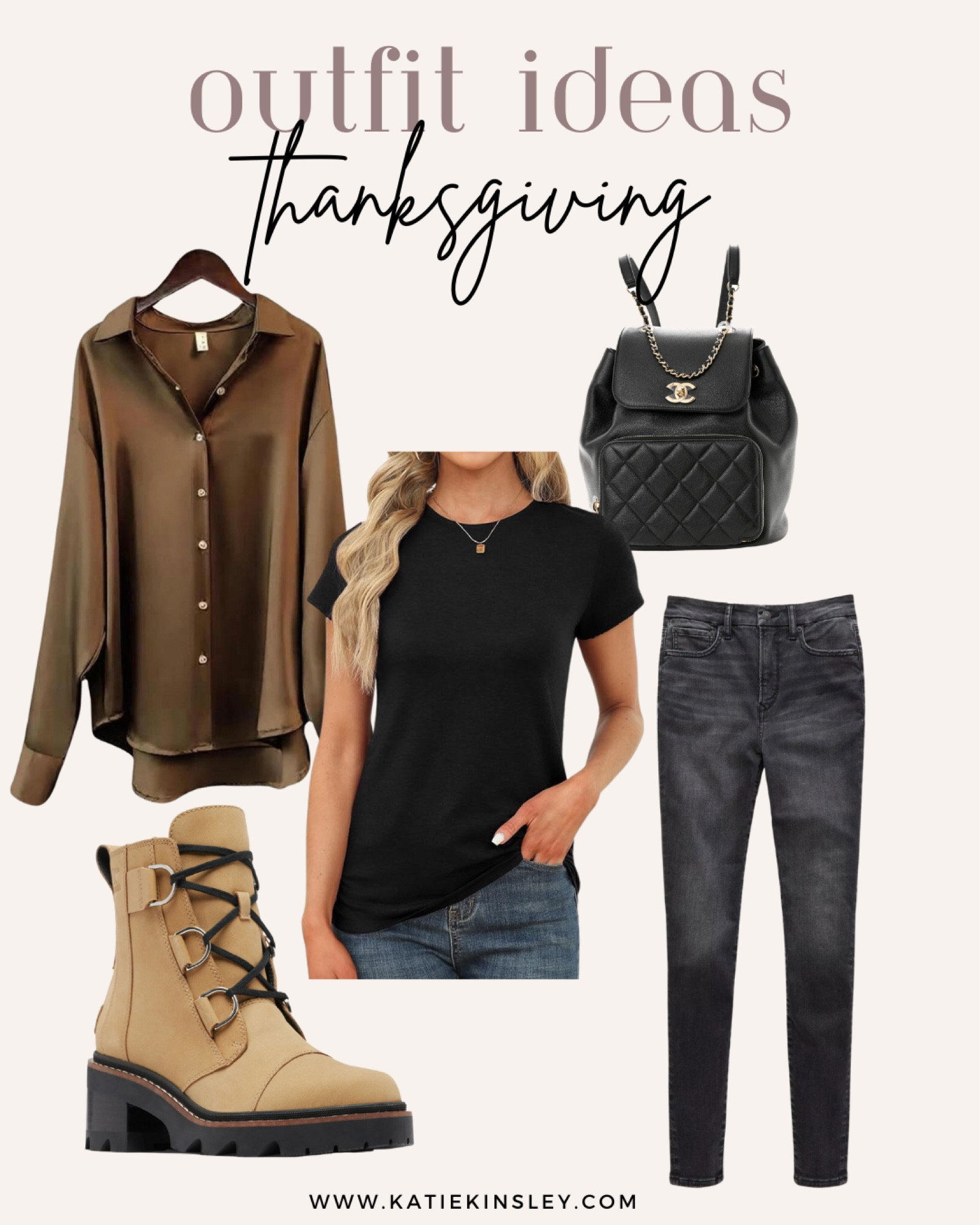 Thanksgiving outfit idea: combat boots, brown button up top, black tee, black jeans, leather backpack 

#LTKStyleTip #LTKHoliday #LTKSeasonal