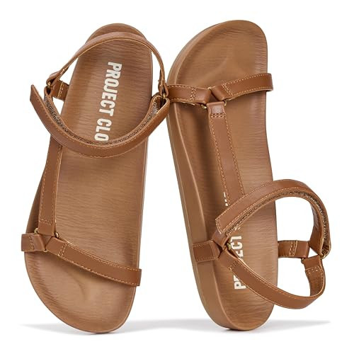 Project Cloud Sandals for Women 2026 - Strappy Adjustable Womens Sandals with Plush Insole - Lightweight & Non Slip Women Footwear - Everyday Wear Womens Slides (Brandy,WHISKEY,7.5) | Amazon (US)