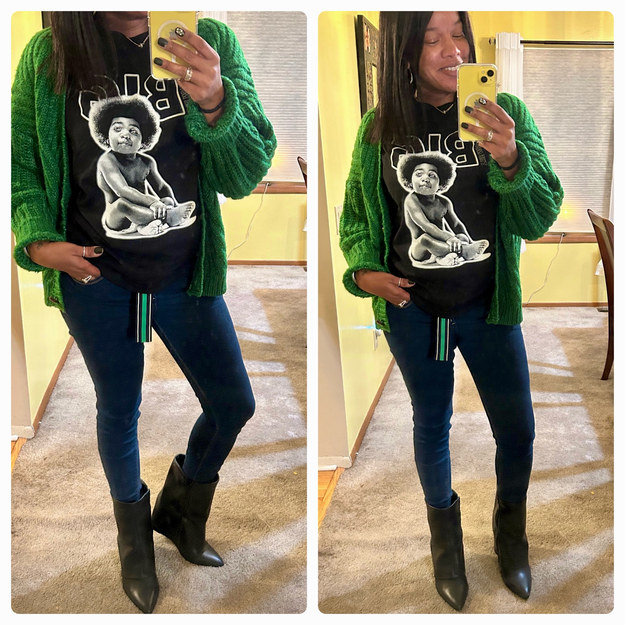Love a great graphic tee.  This one is on sale 30% off and only $9.  These boots are everything and on sale too.  Only $28.  I hope they come out with brown too because I’ll grab them in a heartbeat.  Chic and comfortable.  They fit tts.  My cardigan is old but I have a brand new one with tags for sale in my @poshmark closet.  Linking it along with everything else.  💛 #targetstyle #targetfind

#LTKshoecrush #LTKsalealert #LTKfindsunder50