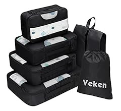 6 Set of Various Colored Packing Cubes in 4 Sizes (Extra Large, Large, Medium, Small), Veken Pack... | Amazon (US)
