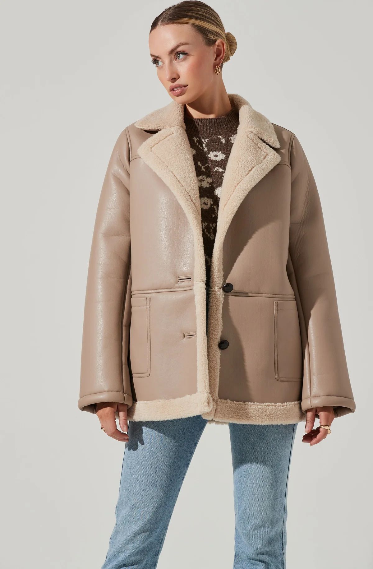 Francine Faux Leather Shearling Jacket | ASTR The Label (US)