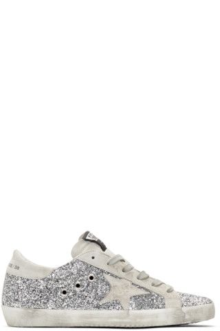 SSENSE Exclusive Silver All-Over Glitter Superstar Sneakers | SSENSE 