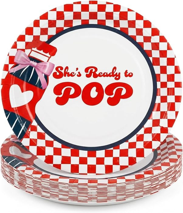 30 Pcs She's Ready to Pop Baby Shower Plates Decoration Disposable Paper Plates 9 Inch Baby Showe... | Amazon (US)