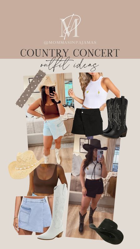 LOVE these looks for a country concert!! Nothing is more fun then getting dressed up for a summer show! Cowboy hat, skort, cowboy boots...such a simple outfit formula that can easily be made for YOU! summer concert look, summer concert outfit, country concert outfit, country concert look

#LTKFestival #LTKSeasonal #LTKStyleTip