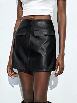 MakeMeChic Women's PU Leather Short Skirt High Waisted A Line Mini Skirts | Amazon (US)
