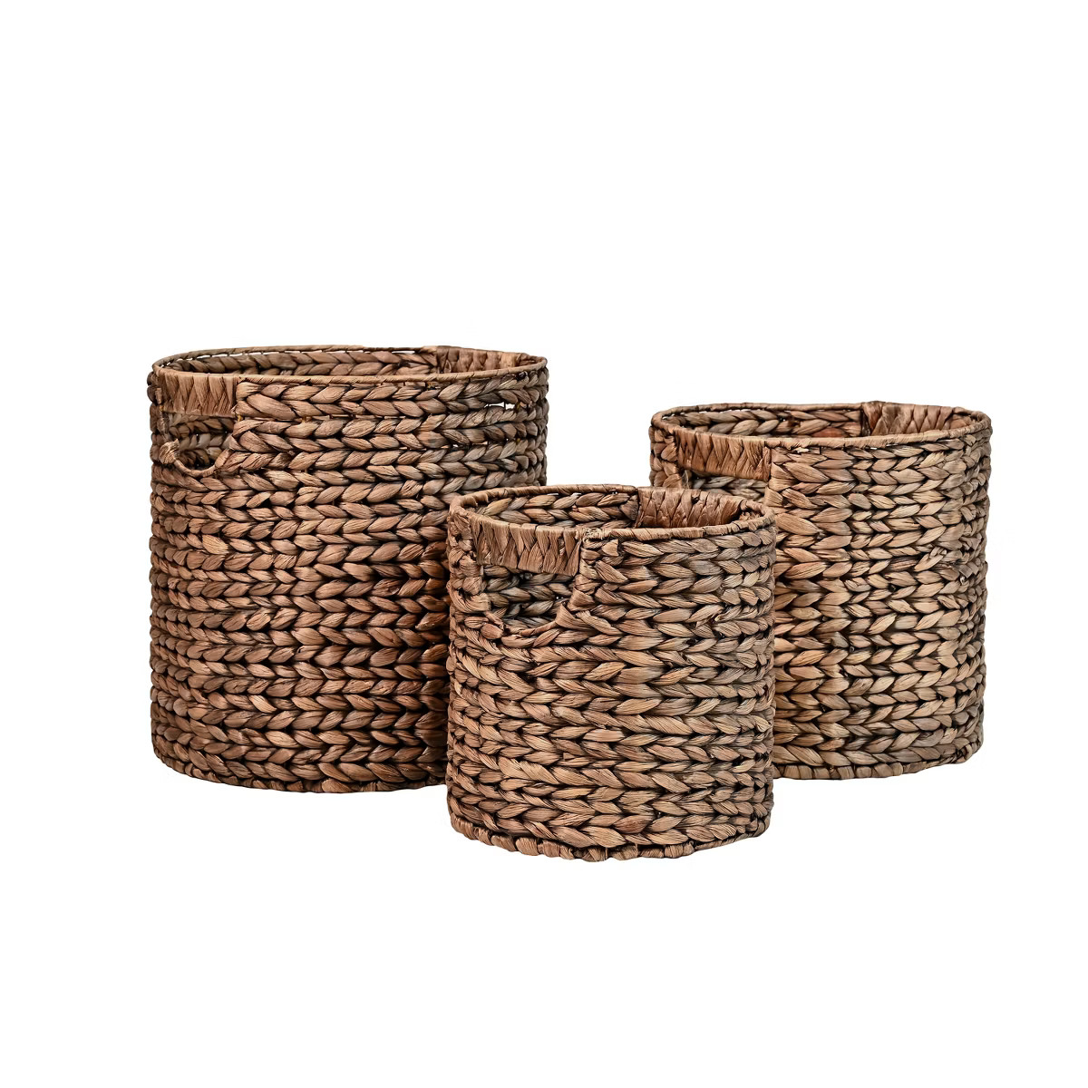 happimess Avery Bohemian Cottage Handwoven Hyacinth Cylinder Nesting Baskets with Handles | Target