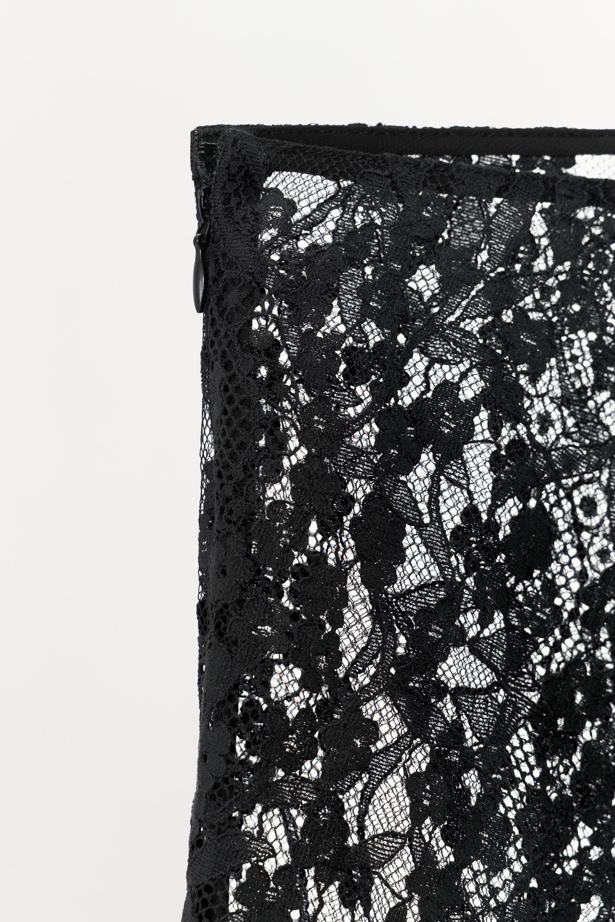 ASYMMETRICAL LACE MIDI SKIRT | Zara US