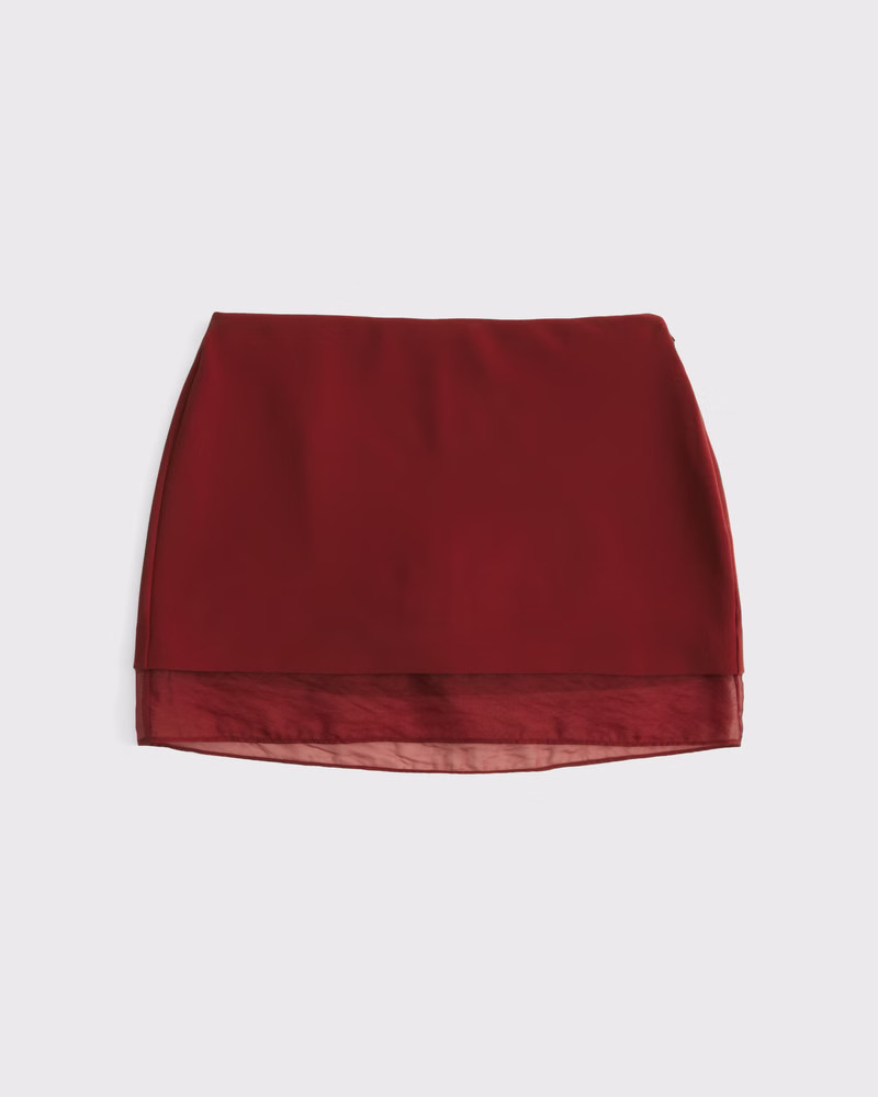 Abercrombie & Fitch Women's Mid Rise Sheer Hem Mini Skort in Dark Red - Size XS | Abercrombie & Fitch (US)