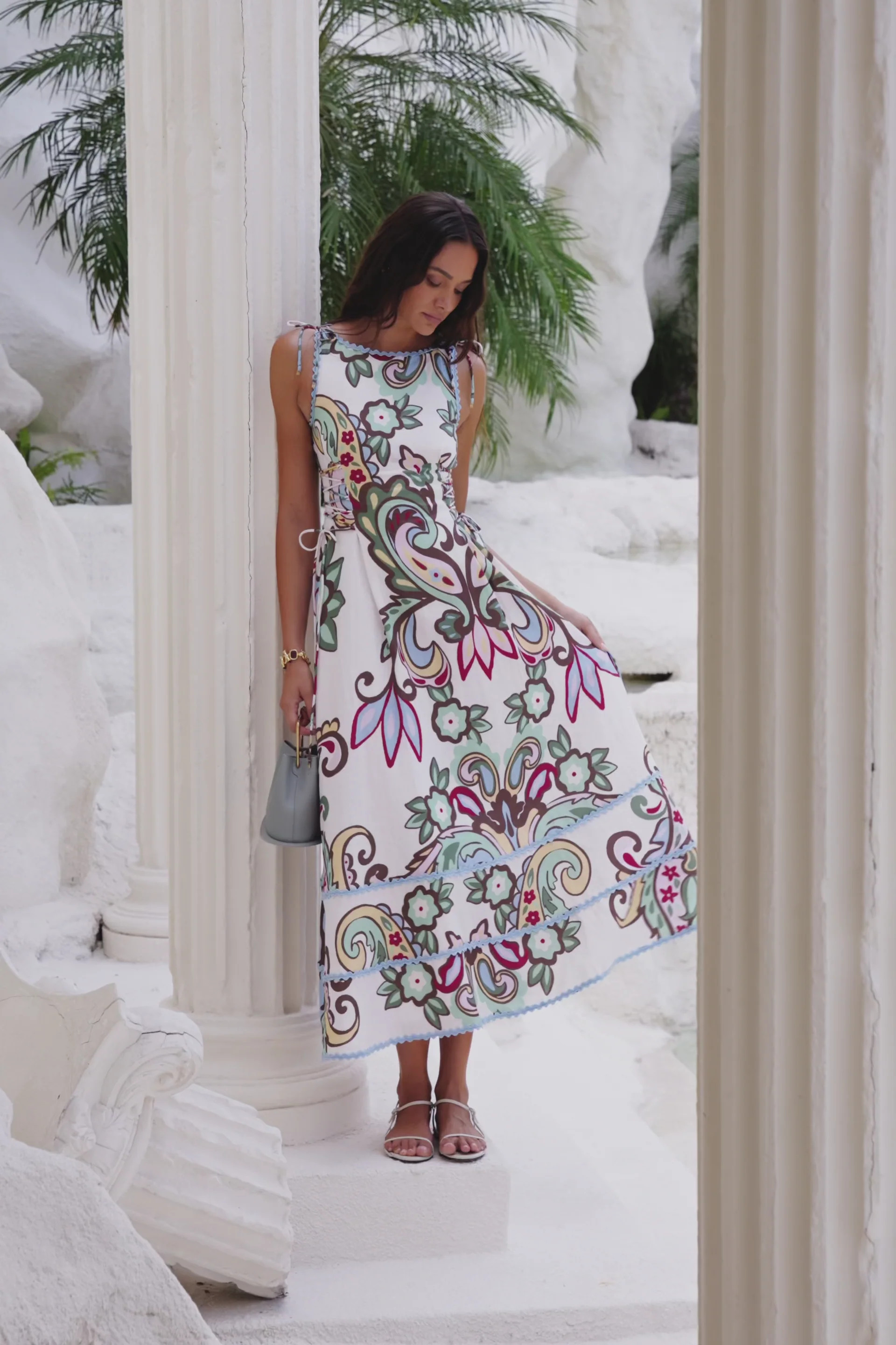 Blue Floral Paradesios Print | Sabo Skirt US