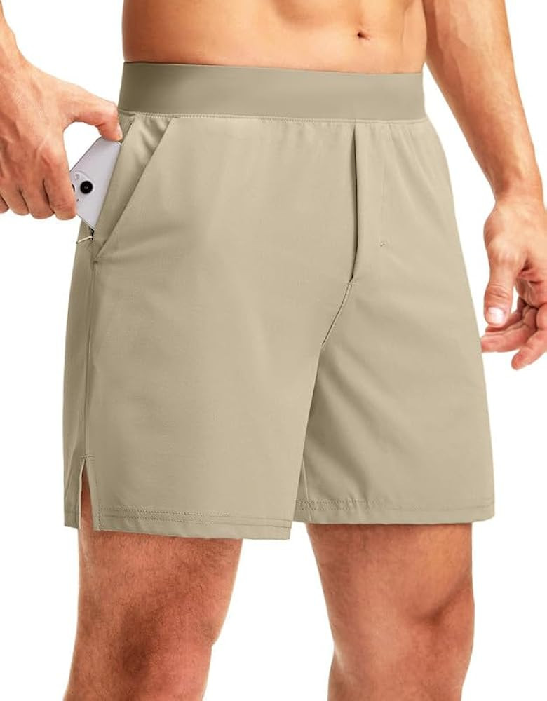 Soothfeel Men's Running Shorts with Zipper Pockets 5 Inch Quick Dry Sports Tennis Shorts Gym Work... | Amazon (US)