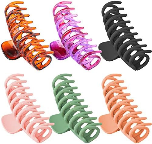 6pcs Big Claw Hair Clips, 4.3 Inch Nonslip Hair Clips for Women and Girls, French Design Butterfl... | Amazon (US)