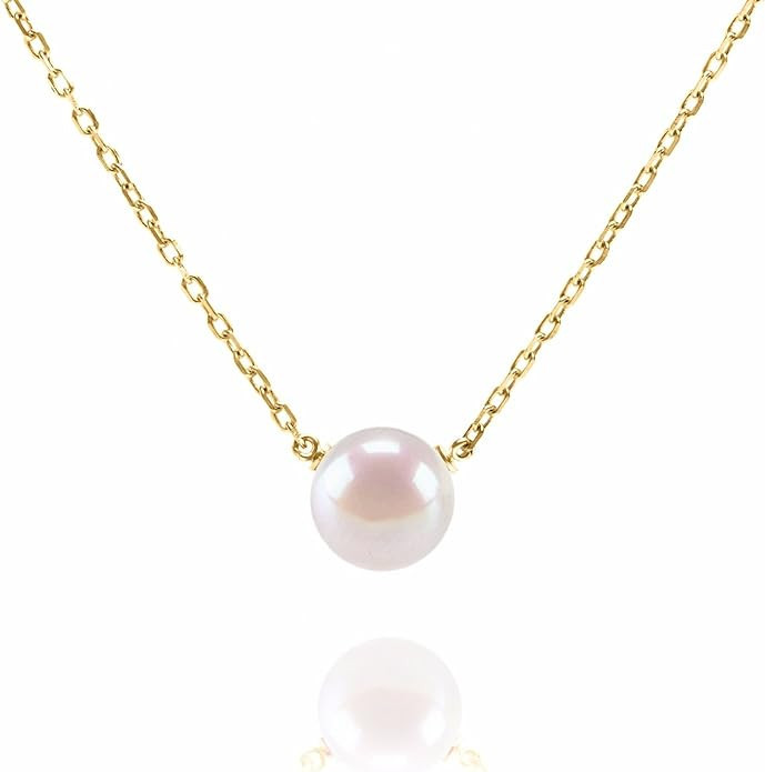 PAVOI Handpicked AAA+ Freshwater Cultured Single Pearl Necklace Pendant | Gold Necklaces for Wome... | Amazon (US)