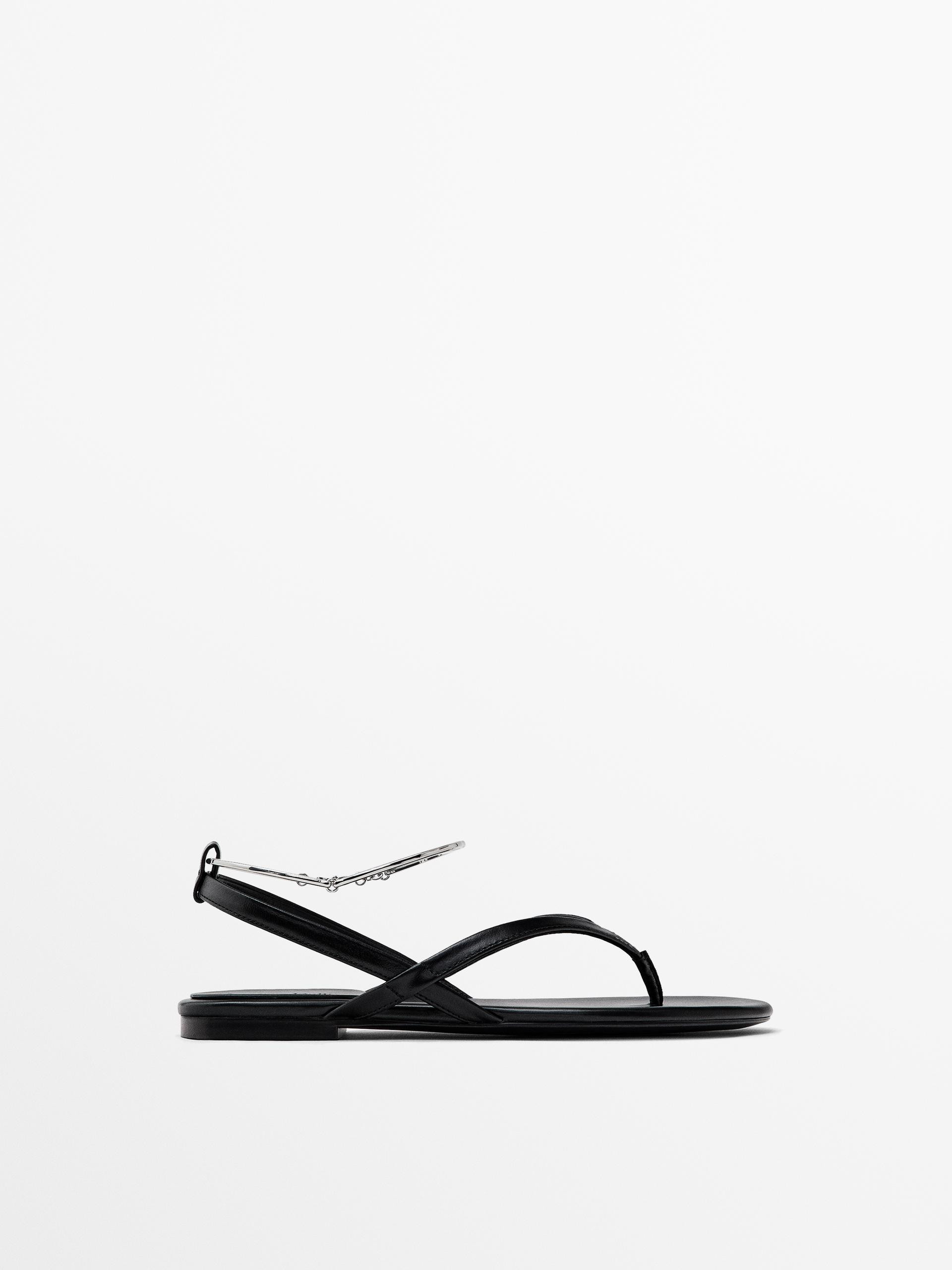 Flat sandals with ankle strap | Massimo Dutti US