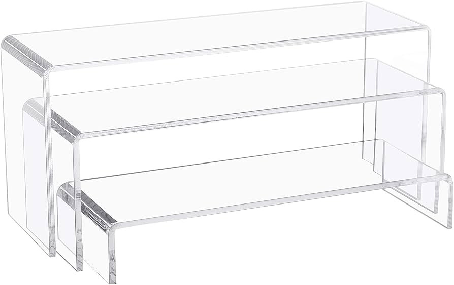 Jusalpha 3 PC Large 10 Inches Clear 5mm thick Acrylic Riser Set, Acrylic Display Risers Shelf Sho... | Amazon (US)