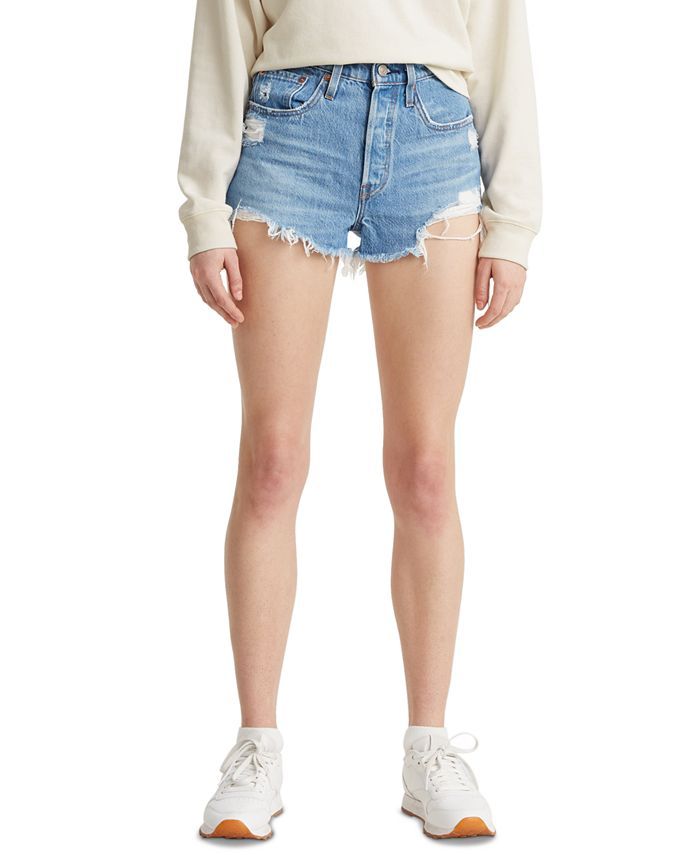 Women's 501 Cotton High-Rise Denim Shorts | Macys (US)