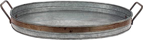 Stonebriar Rustic Galvanized Serving Tray with Rust Trim and Metal Handles, MEDIUM, Gray | Amazon (US)