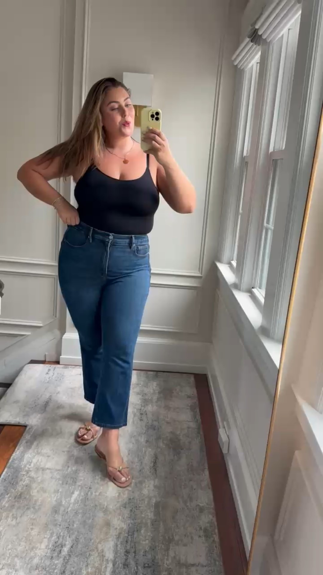 Wearing size XL in tank top, 16Plus in jeans.
*Use CARALYN20 at Shapermint. 
*Use CARALYNM at Cakes Body

#LTKMidsize #LTKStyleTip #LTKSeasonal