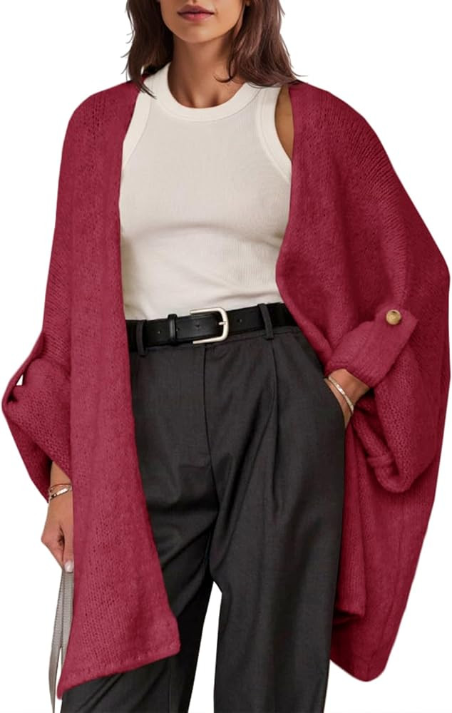 Saodimallsu Womens Oversized Long Cardigan Sweaters Casual Open Front Chunky Knit Slouchy Fall Tr... | Amazon (US)