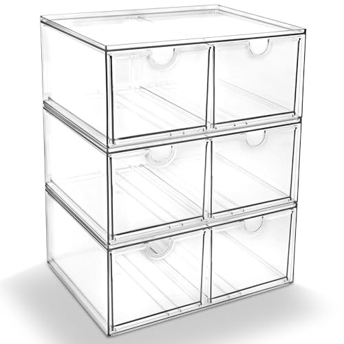 Prsildan 6 Small Drawers Stackable Storage Drawer Clear Acrylic Organizer | Amazon (US)
