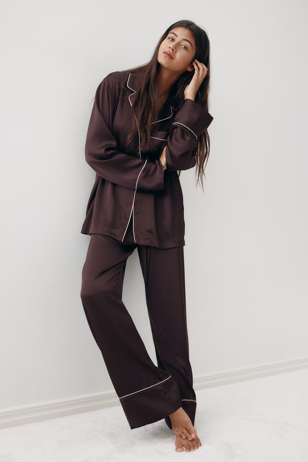 H & M - Satin Pajamas - Brown | H&M (US + CA)