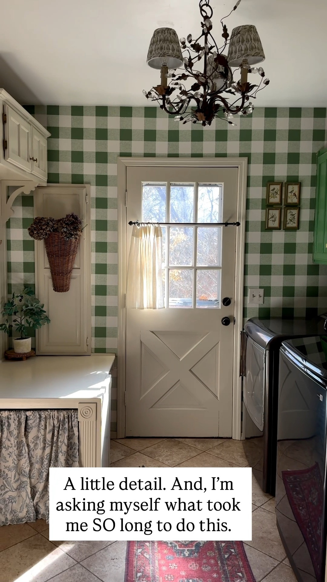 Laundry room links… Buffalo check wallpaper, gingham wallpaper, crystal chandelier, pleated chandelier lampshades, cafe curtains, linen cafe curtain

#LTKSeasonal #LTKHome #LTKSaleAlert