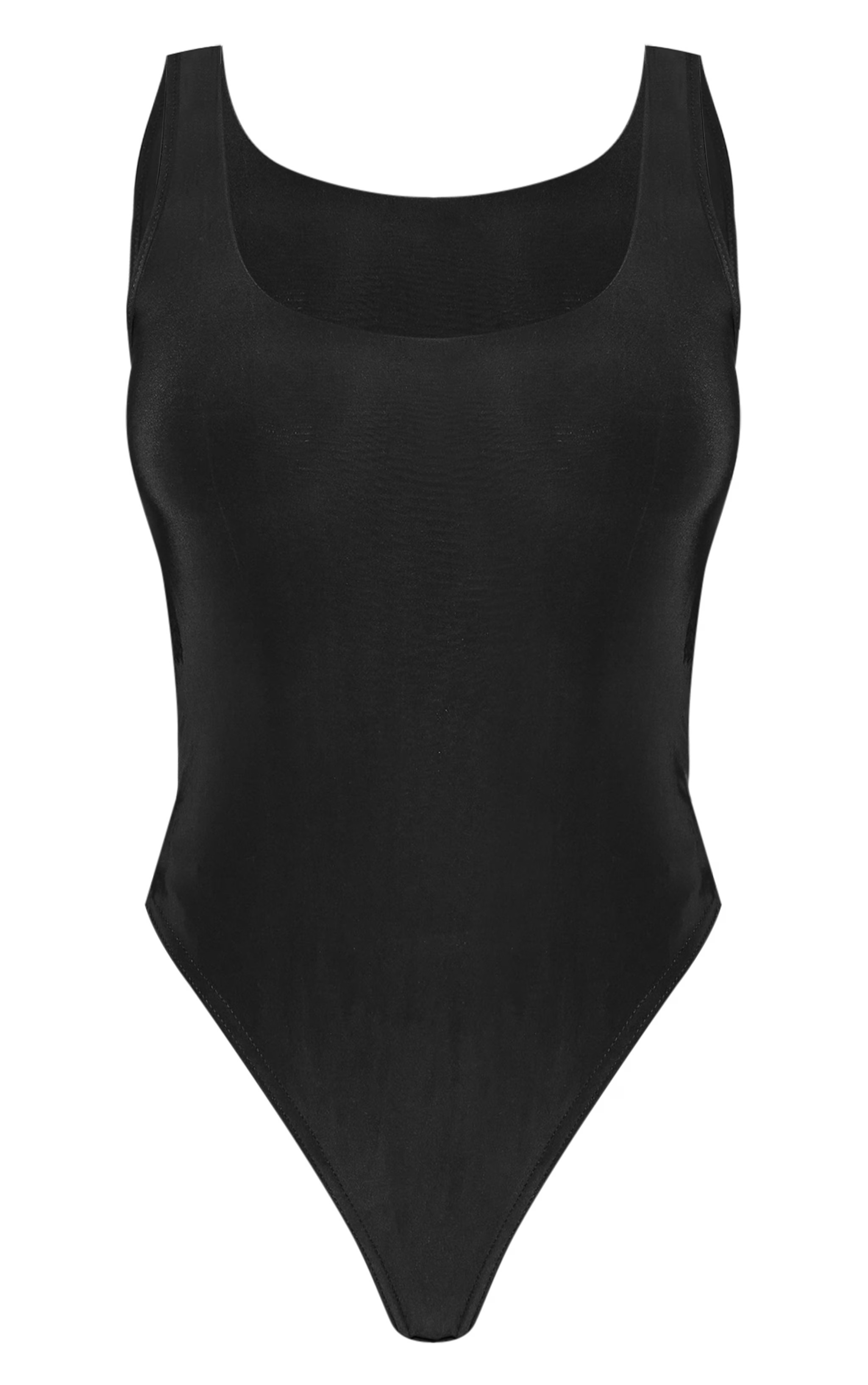 Black Basic Slinky Scoop Neck Bodysuit | PrettyLittleThing US