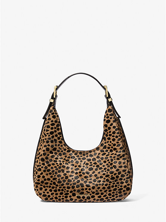 Nolita Small Cheetah Print Calf Hair Hobo Shoulder Bag | Michael Kors US