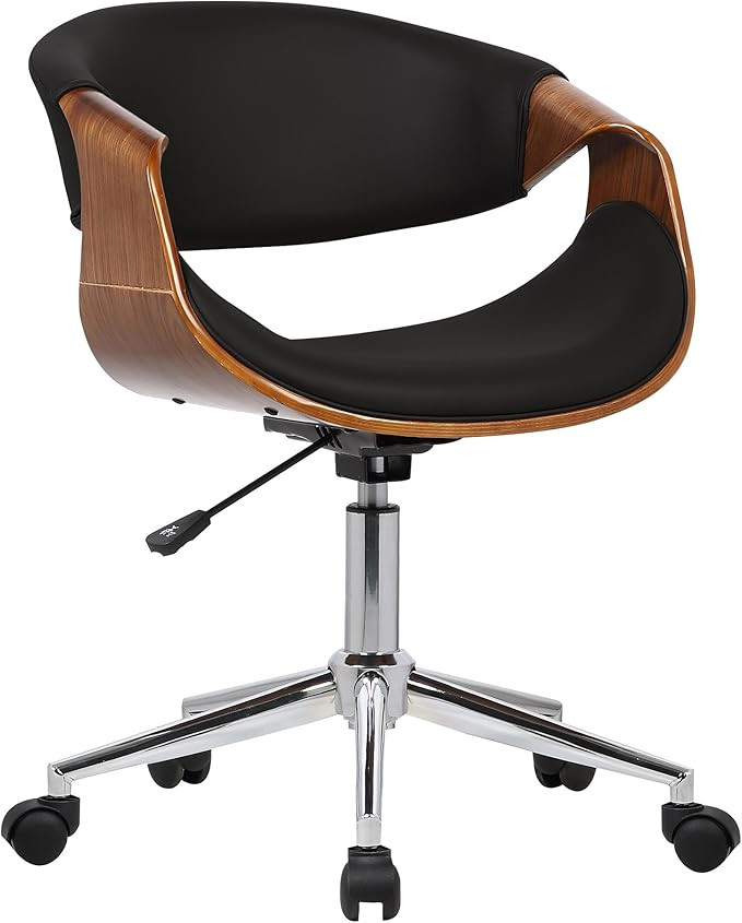 Armen Living Geneva Office Chair in Black Faux Leather and Chrome Finish | Amazon (US)